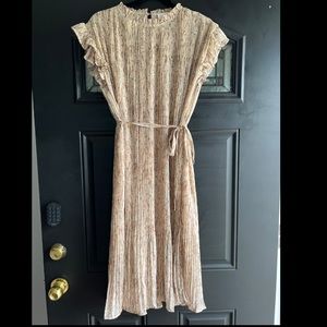 BNWT!!  Womens Cream & Brown Midi Dress.